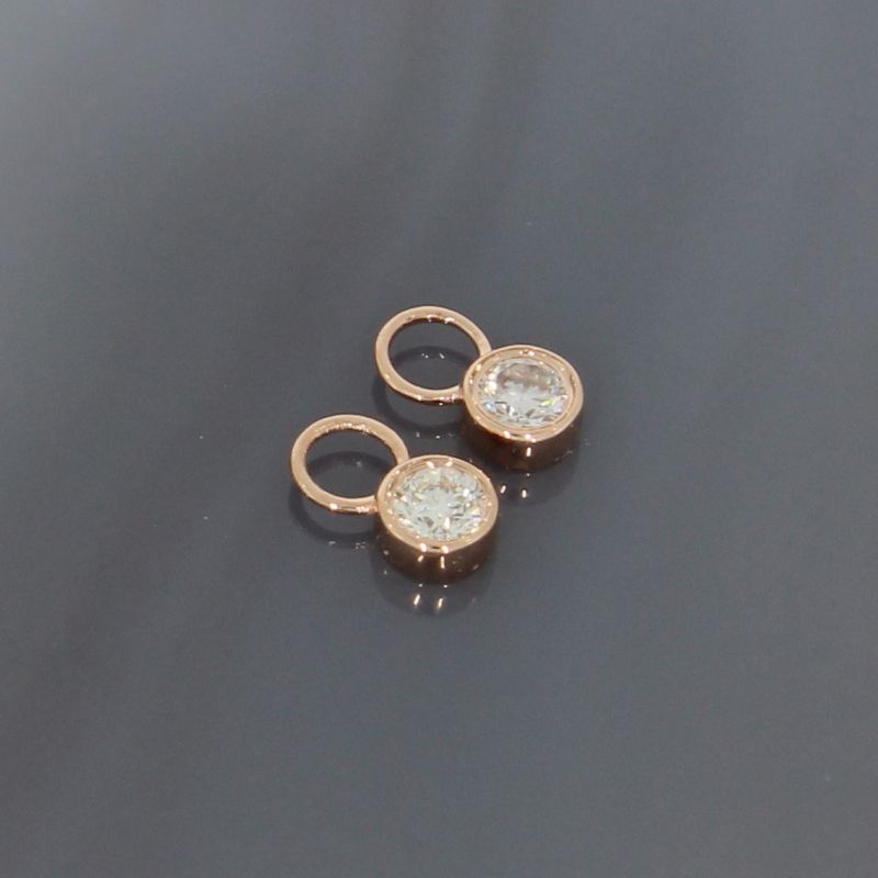 Wert 750 € Solitär Brillant (0,22 carat) Einhänger für Creolen in 585er 14 K Roségold - H797
