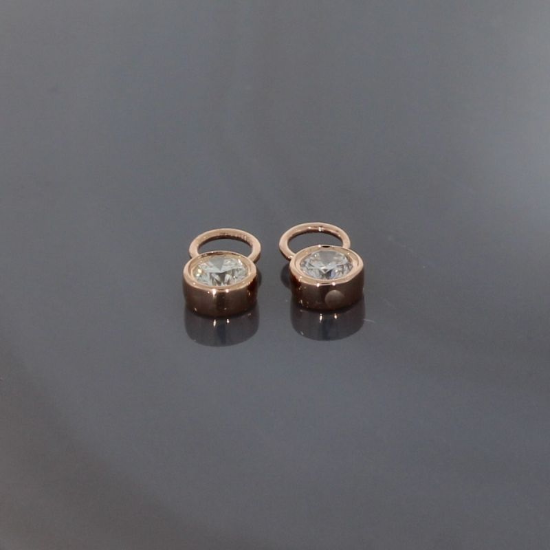 Wert 750 € Solitär Brillant (0,22 carat) Einhänger für Creolen in 585er 14 K Roségold - H797