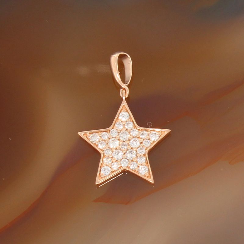 Wert 760 € Brillant Anhänger Stern (0,19 carat) in 585er 14 K Roségold - H806