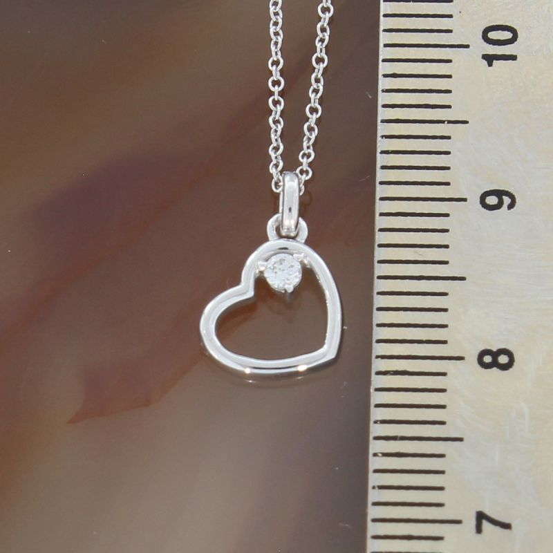 Wert 550 € Brillant Anhänger Herz (0,04 carat) mit Kette in 585er 14 K Weißgold - H822