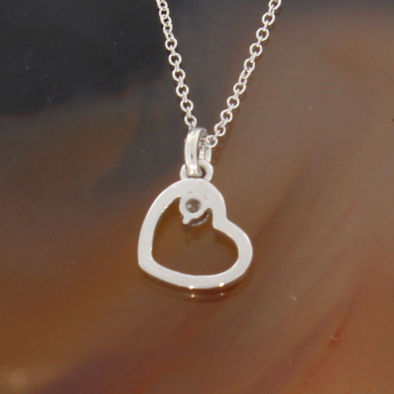 Wert 550 € Brillant Anhänger Herz (0,04 carat) mit Kette in 585er 14 K Weißgold - H822