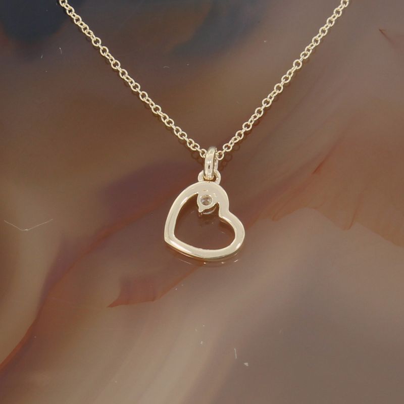 Wert 550 € Brillant Herz Anhänger mit Kette (0,04 carat) in 585er 14 K Gelbgold - H823