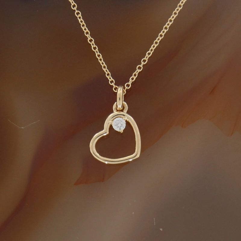 Wert 550 € Brillant Herz Anhänger mit Kette (0,04 carat) in 585er 14 K Gelbgold - H823