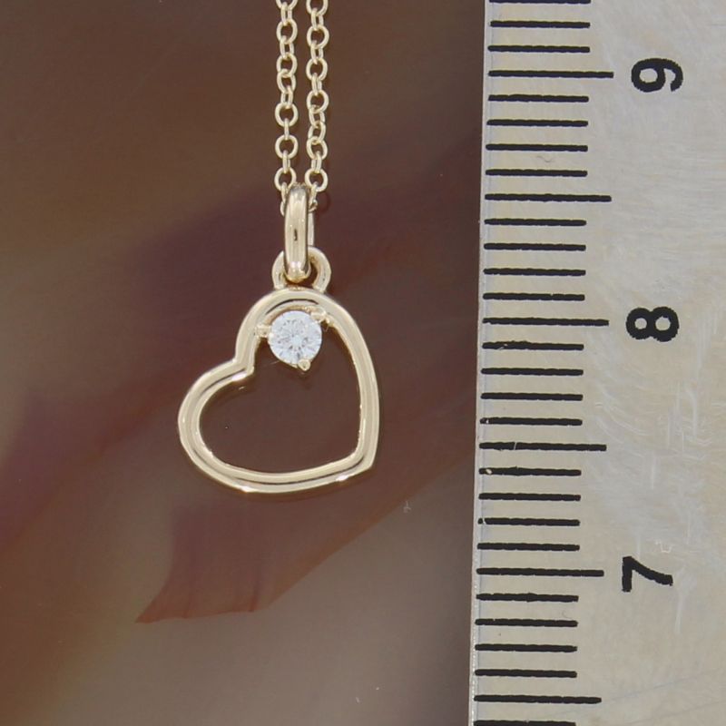 Wert 550 € Brillant Herz Anhänger mit Kette (0,04 carat) in 585er 14 K Gelbgold - H823