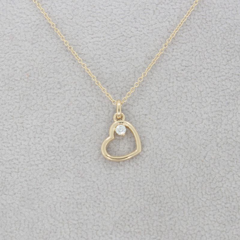 Wert 550 € Brillant Herz Anhänger mit Kette (0,04 carat) in 585er 14 K Gelbgold - H823