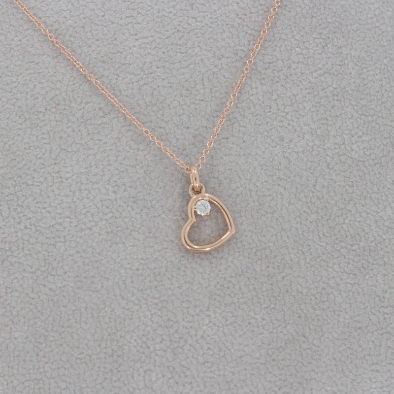 Wert 550 € Brillant Anhänger Herz (0,04 carat) mit Kette in 585er 14 K Roségold L.40,5 + 45,5 cm - H824