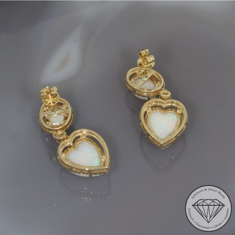 Wert 2950 € Brillant Opal Ohrringe in 585er 14 K Gelbgold - H85