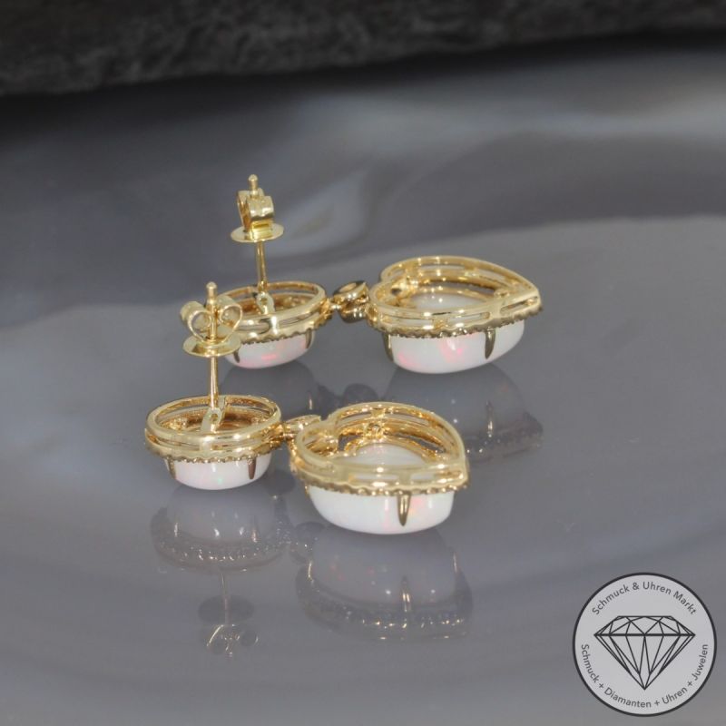 Wert 2950 € Brillant Opal Ohrringe in 585er 14 K Gelbgold - H85