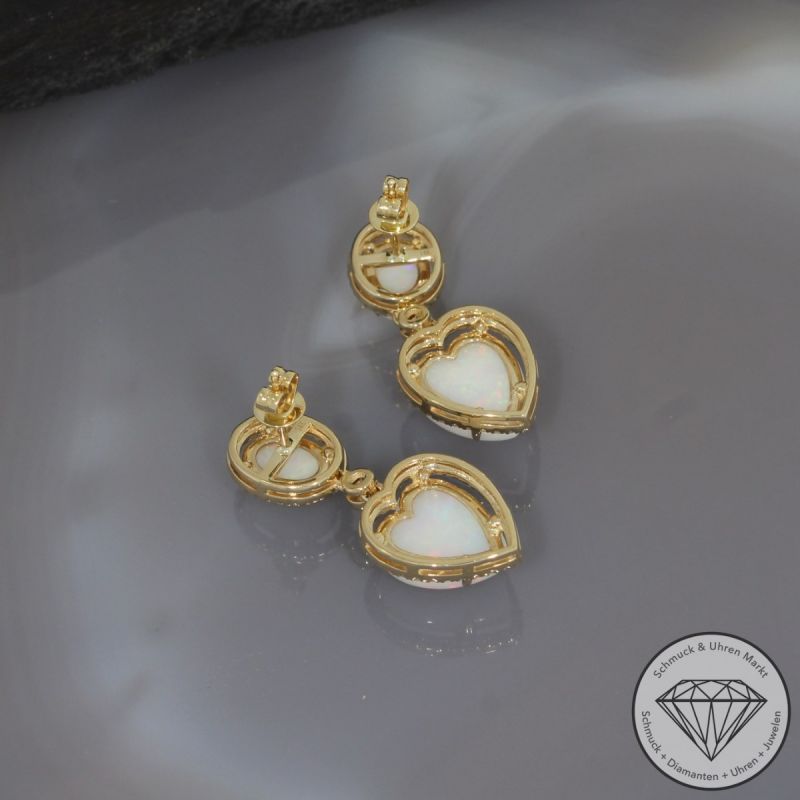 Wert 2950 € Brillant Opal Ohrringe in 585er 14 K Gelbgold - H85