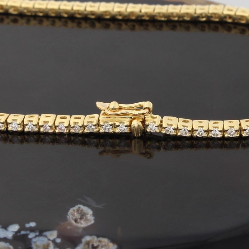 Wert 4290 € Brillant Tennis Armband (1,00 carat) in 750er 18 K Gelbgold L.17 cm - H861