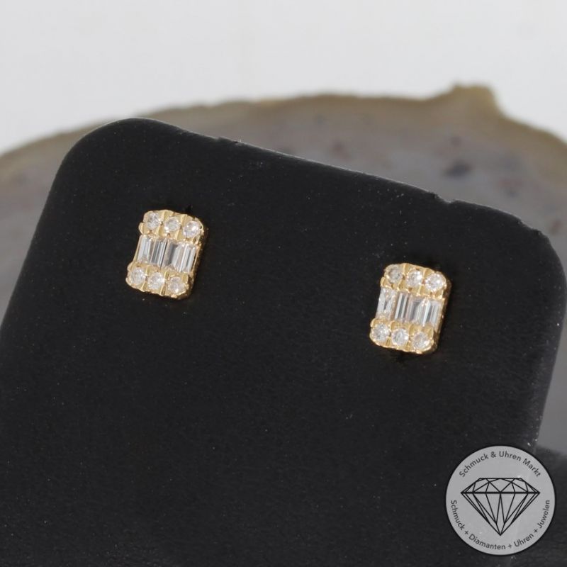 Wert 490 € Brillant Diamant Ohrringe in 750er 18 K Gelbgold - H894