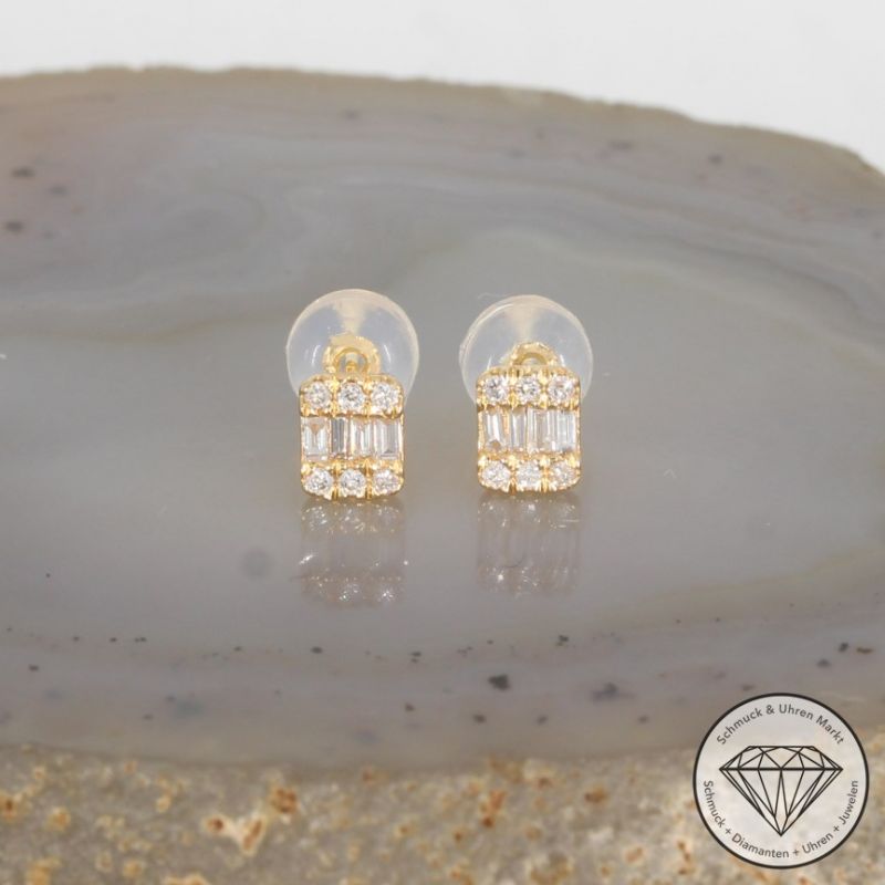 Wert 490 € Brillant Diamant Ohrringe in 750er 18 K Gelbgold - H894