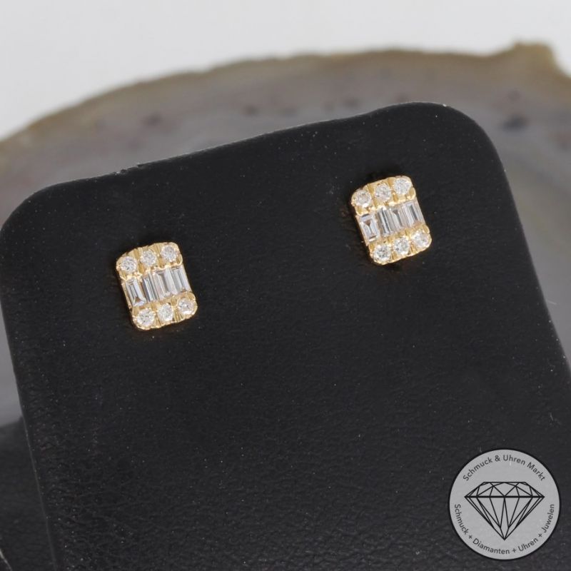 Wert 490 € Brillant Diamant Ohrringe in 750er 18 K Gelbgold - H894