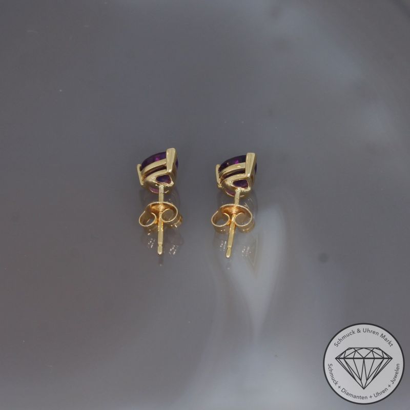 Wert 490 € Amethyst Ohrringe (1,30 carat) in 585er 14 K Gelbgold - H905