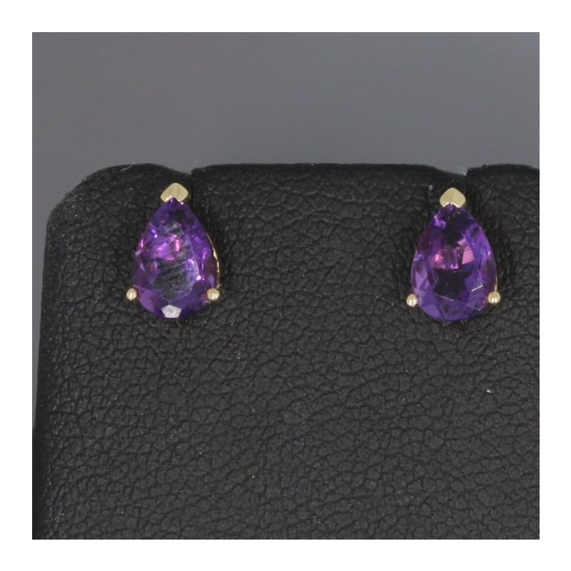 Wert 490 € Amethyst Ohrringe (1,30 carat) in 585er 14 K Gelbgold - H905