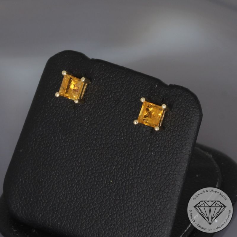 Wert 490 € Citrin Ohrringe (0,90 carat) in 585er 14 K Gelbgold - H907