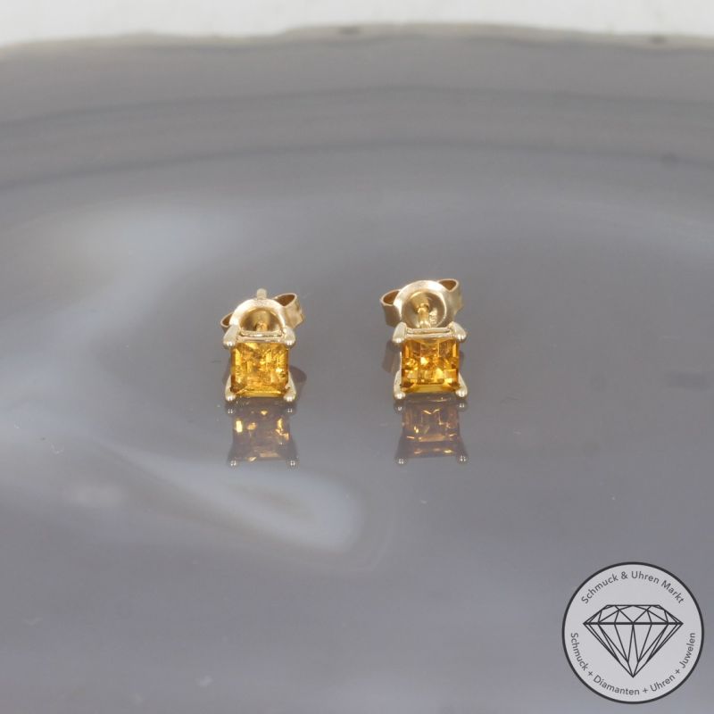 Wert 490 € Citrin Ohrringe (0,90 carat) in 585er 14 K Gelbgold - H907