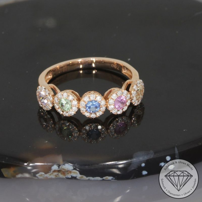 Wert 2300 € Brillant Saphir Ring in 750er 18 K Roségold - H94