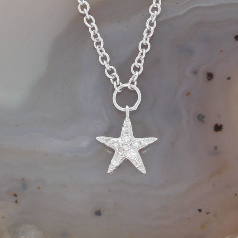 Wert 1450 € Brillant Collier Sterne (0,33 carat) in 585er 14 K Weißgold - H574 
