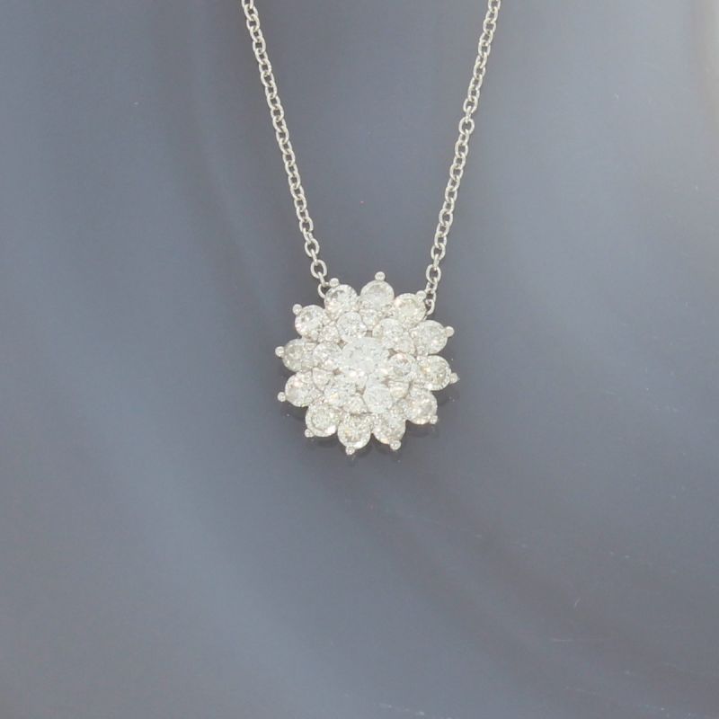 Wert 1150 € Brillant Anhänger mit Kette (0,40 carat) in 750er 18 K Weißgold Länge 42,0 + 45,0 cm - H186