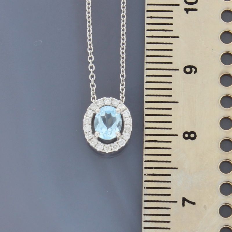 Wert 710 € Brillant Topas Anhänger Kette in 750er 18 K Weißgold - H141