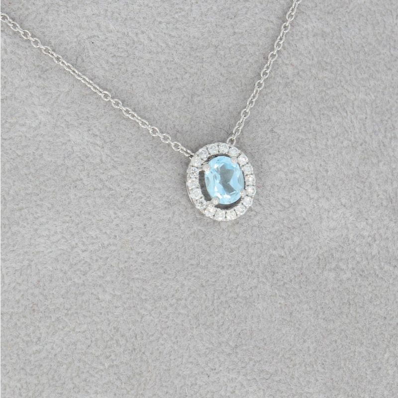 Wert 710 € Brillant Topas Anhänger Kette in 750er 18 K Weißgold - H141
