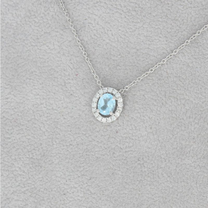 Wert 710 € Brillant Topas Anhänger Kette in 750er 18 K Weißgold - H141
