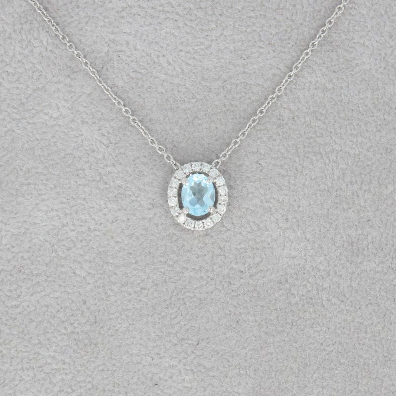 Wert 710 € Brillant Topas Anhänger Kette in 750er 18 K Weißgold - H141