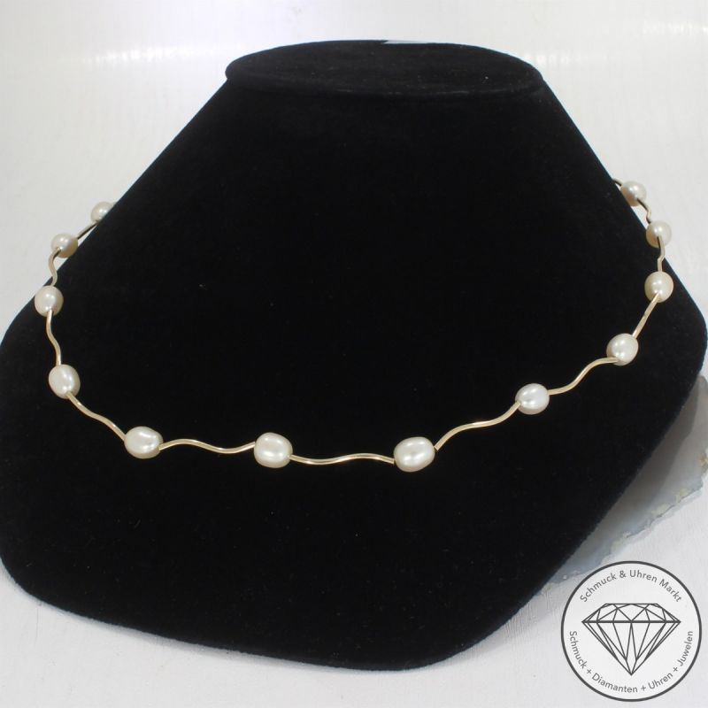 Wert 1890 € Perlen Collier 585er/14 Karat Gelb Gold Länge 49,0 cm – 103940