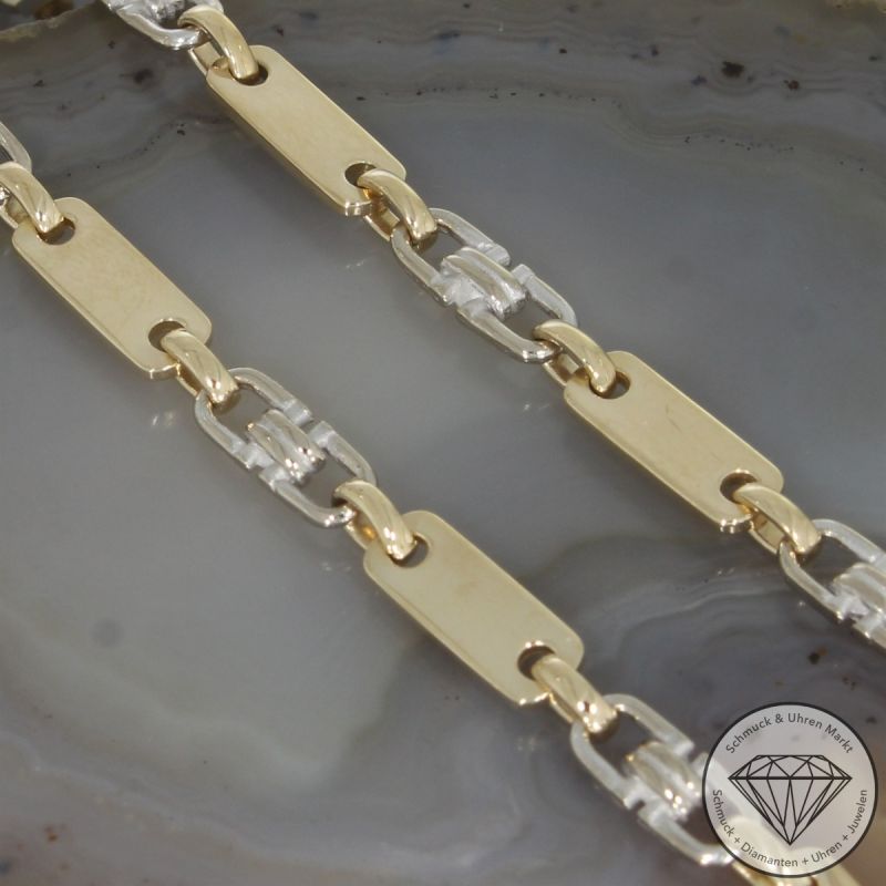 Wert 5900 € Bicolor Plättchen Steigbügel Kette (26,2 Gramm) in 585er 14 K Gold - 91901