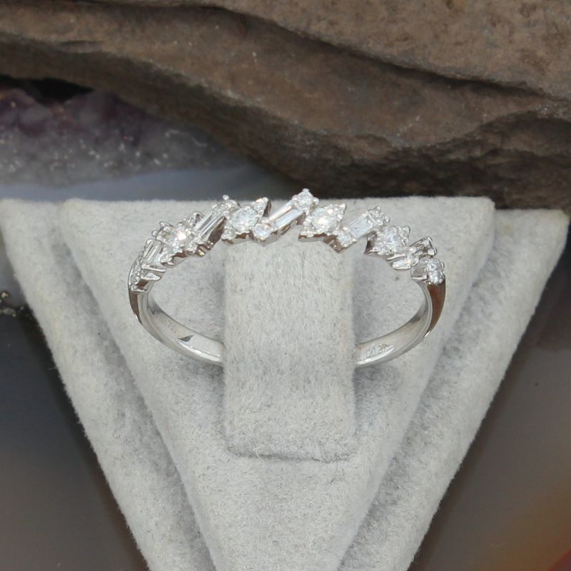 Wert 770 € Brillant Diamant Trapez Ring in 750er 18 K Weißgold Größe 54 - H323