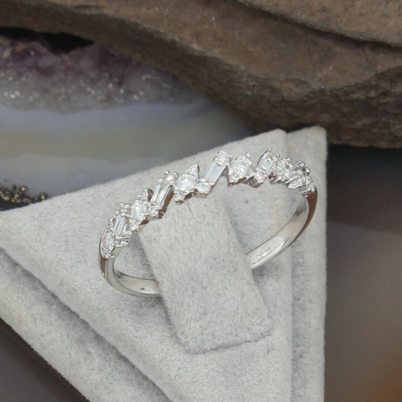 Wert 770 € Brillant Diamant Trapez Ring in 750er 18 K Weißgold Größe 54 - H323