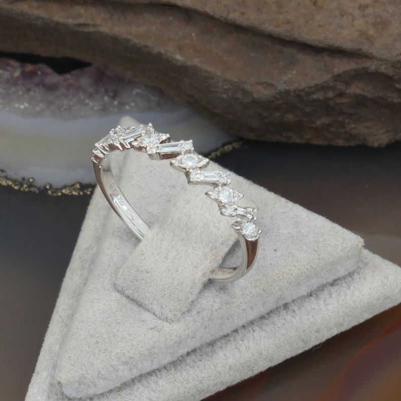 Wert 770 € Brillant Diamant Trapez Ring in 750er 18 K Weißgold Größe 54 - H323