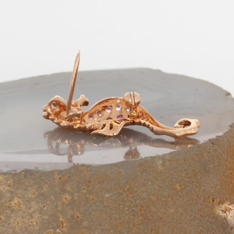 Wert 2990 € Brillant Rubin Saphir Brosche & Anhänger in 585er 14 K Rosegold - H1419
