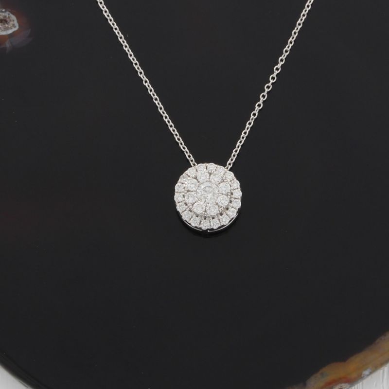 Wert 1070 € Brillant Anhänger Kette Kreis (0,25 carat) in 750er 18 K Weißgold L. 42 / 45 cm - H130