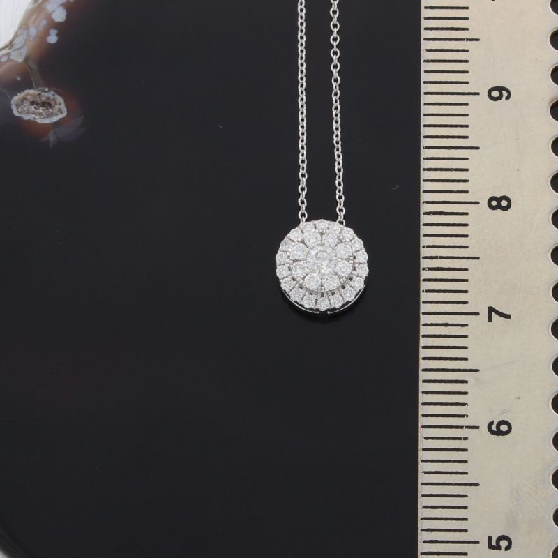 Wert 1070 € Brillant Anhänger Kette Kreis (0,25 carat) in 750er 18 K Weißgold L. 42 / 45 cm - H130