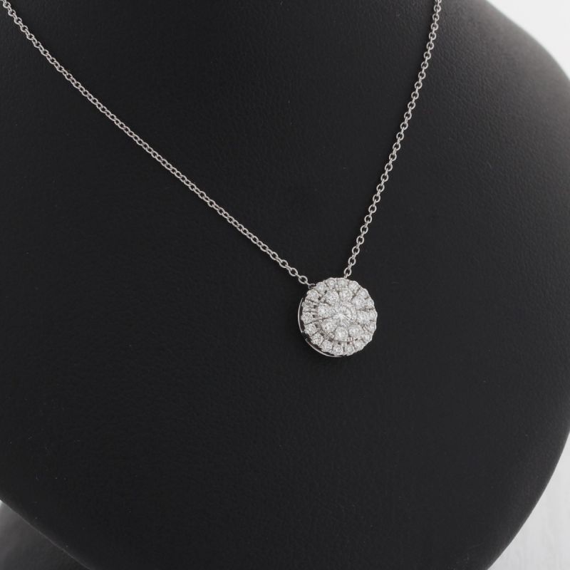 Wert 1070 € Brillant Anhänger Kette Kreis (0,25 carat) in 750er 18 K Weißgold L. 42 / 45 cm - H130