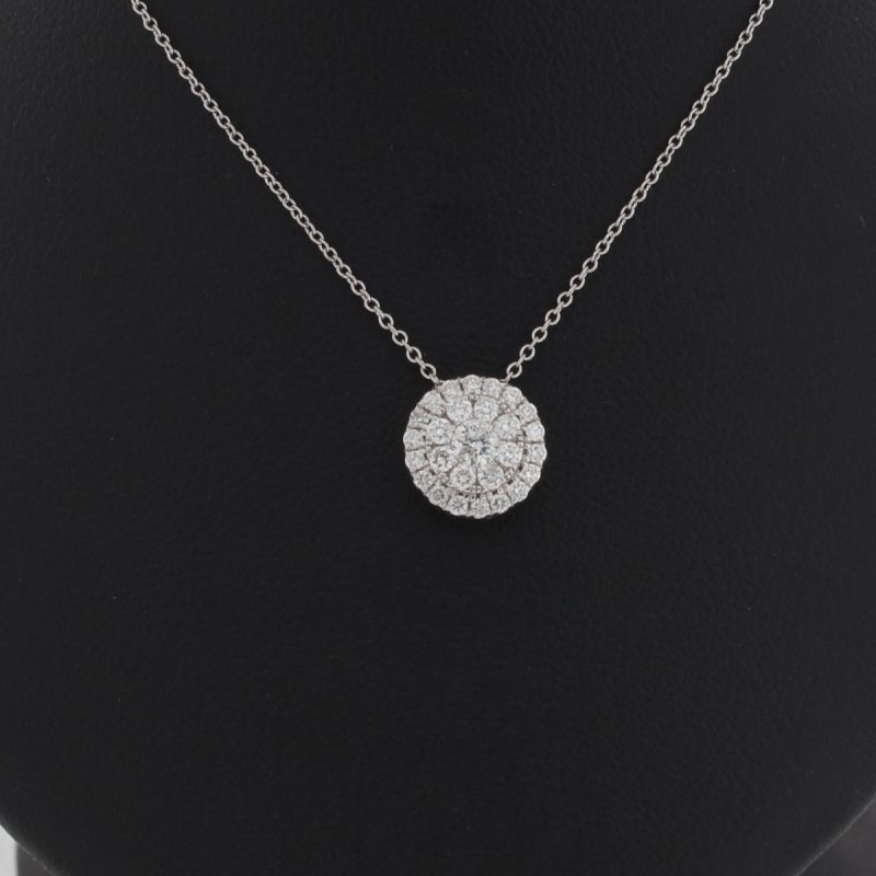 Wert 1070 € Brillant Anhänger Kette Kreis (0,25 carat) in 750er 18 K Weißgold L. 42 / 45 cm - H130