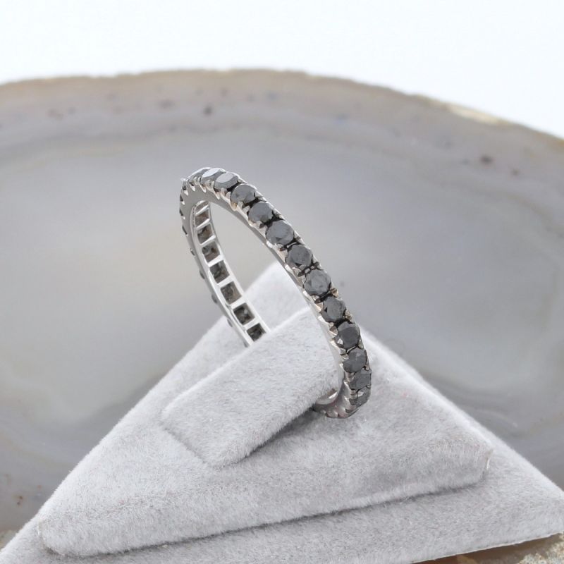 Wert 990 € schwarzer Diamant Memory Ring (1,00 carat) in 750er 18 K Gold Größe 54 - H288