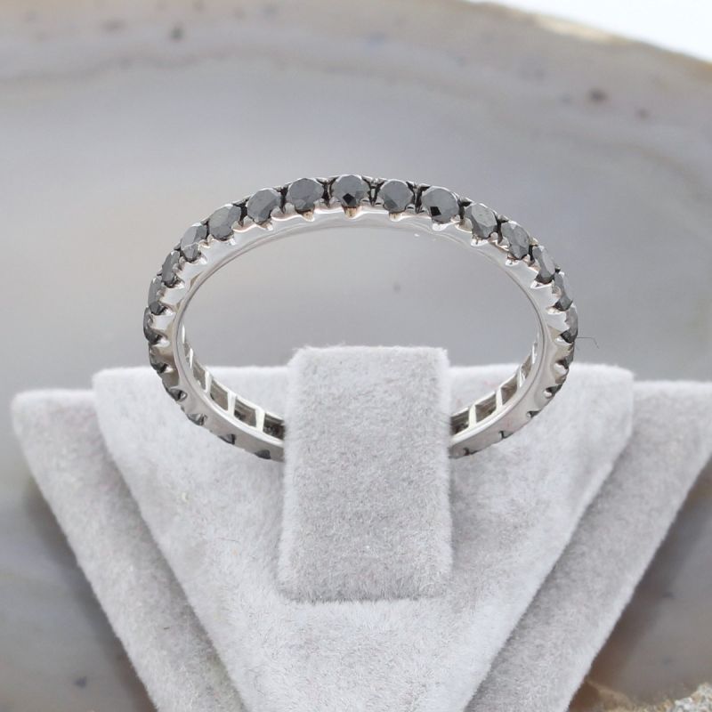 Wert 990 € schwarzer Diamant Memory Ring (1,00 carat) in 750er 18 Karat Weißgold Gr. 56 - H287