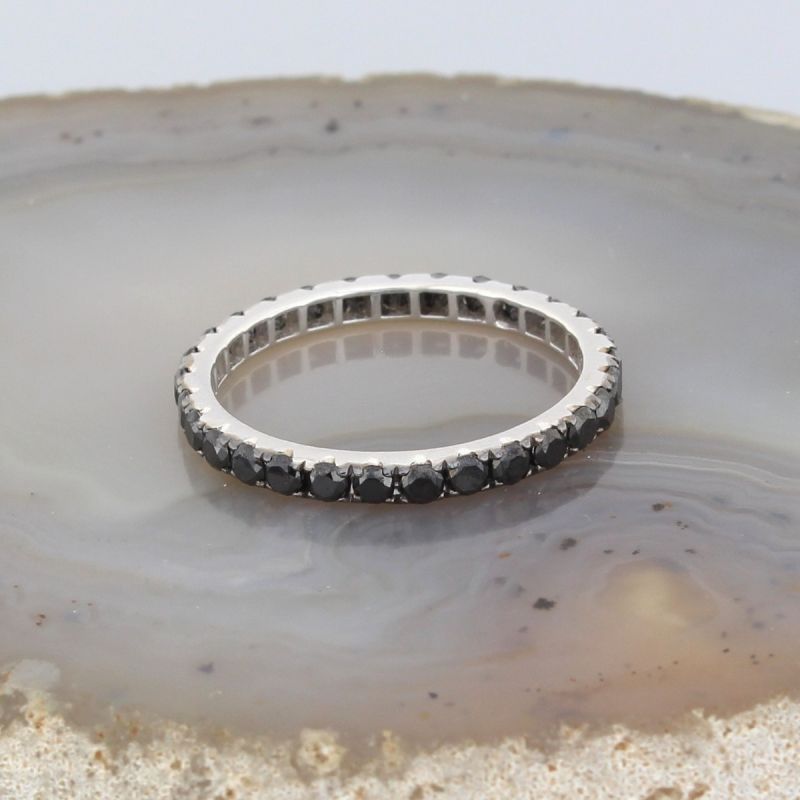 Wert 990 € schwarzer Diamant Memory Ring (1,00 carat) in 750er 18 Karat Weißgold Gr. 56 - H287