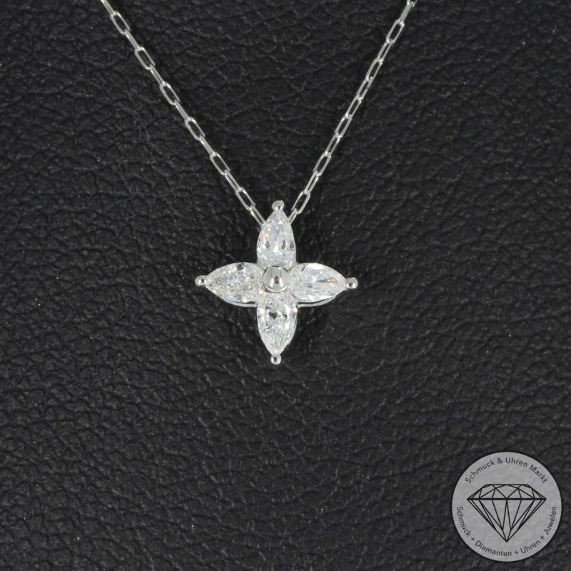 Wert 750 € Diamant Anhänger & Kette in 900er Platin - H860