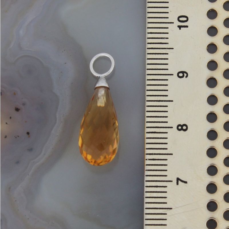 Wert 350 € Citrin Einhänger (8,40 carat) für Ohrringe in 585er 14 K Weißgold - H118