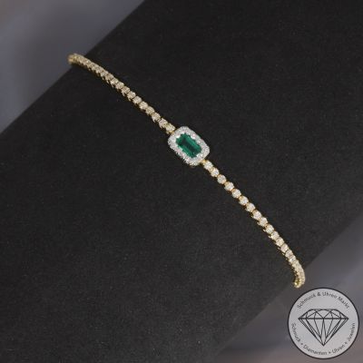 Wert 2990 € Brillant Smaragd Armband in 750er 18 K Gelbgold - 100327