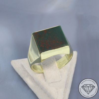 Wert 2050 € Heliotrop Ring in 585er 14 K Gelbgold - 100420