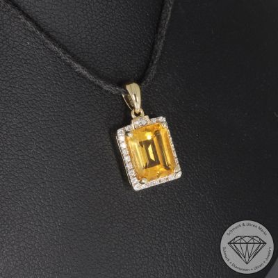 Wert 1190 € Brillant Citrin Anhänger in 585er 14 K Gelbgold - H1783