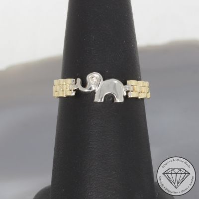 Wert 750 € Bicolor Solitär Brillant Ring Elefant in 585er 14 K Gold - 100480