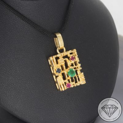 Wert 1890 € Farbedelstein Anhänger ohne Kette 750er/18 Karat Gelb Gold Länge 2,8 cm – 100886