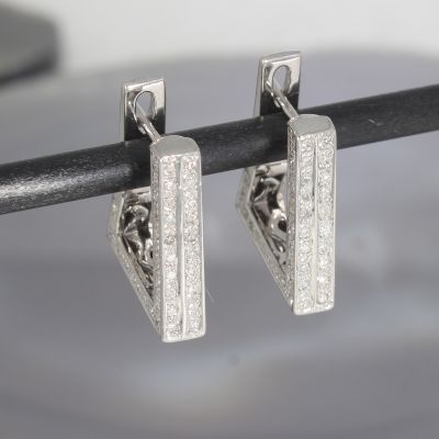 Wert 3900 € Diamant Ohrringe Creolen in 750er 18 K Weißgold - 101127