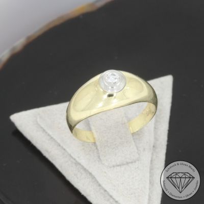 Wert 950 € Bicolor Solitär Brillant Ring (ca. 0,10 carat) in 585er 14 K Gold - 101265